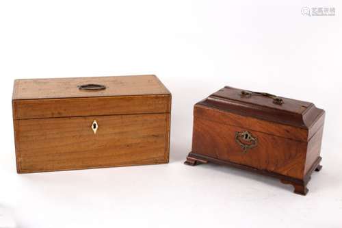 An 18th Century mahogany tea caddy,