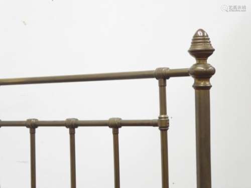 Maples & Co. - Edwardian brass 5' kingsize bedstead with 'Maples & Co.