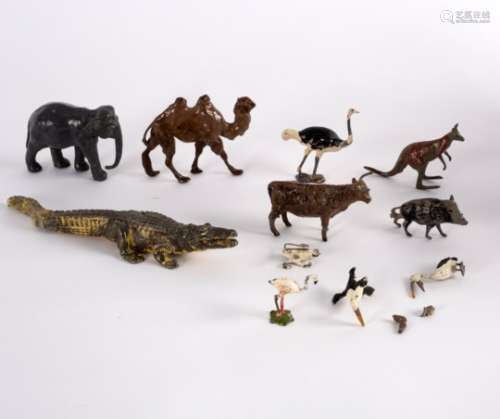 A quantity of Britain's and other toy animals, to include a crocodile, 20cm long, highland cow,