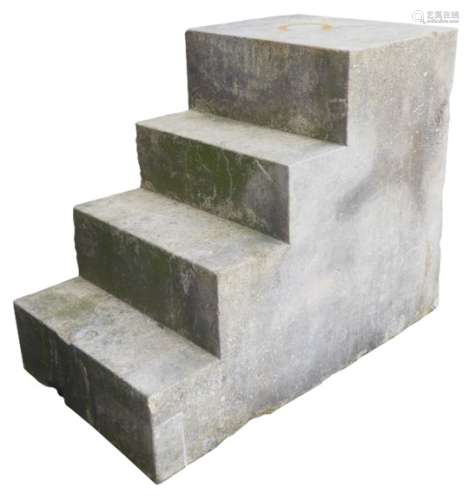 York stone mounting block, with four steps, 110cm x 63cm,