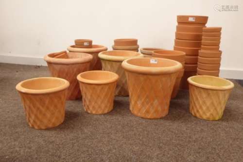 Various tapering lattice design terracotta plant pots,