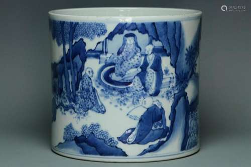 A QING DYNASTY BRUSH POT KANGXI MARK AND PERIOD
