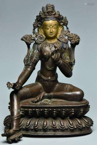 A SINO-TIBETAN BRONZE FIGURE OF GREEN TARA