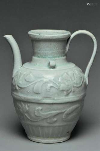 A SONG DYNASTY MOULDED QINGBAI EWER