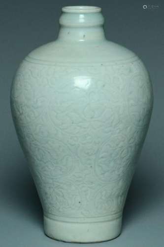 A SONG DYNASTY CARVED QINGBAI MEIPING VASE