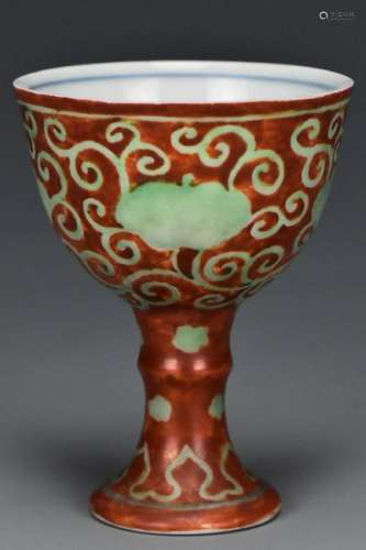 A MING DYNASTY STEM CUP CHENGHUA MARK AND PERIOD