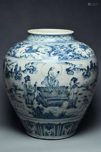 A LARGE MING DYNASTY FIGURE SUBJECT JAR 15TH C