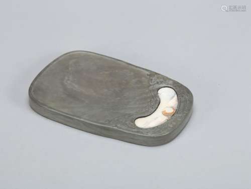 A CHINESE MOTHER-OF-PEARL INLAID INKSTONE, QING DYNASTY