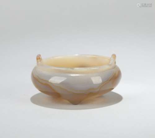 A CHINESE CARVED AGATE CENSER, QING DYNASTY