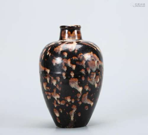 A CHINESE TURTLE-SHELL-GLAZED MEIPING VASE