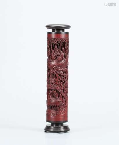 A CHINESE CARVED ZITAN INCENSE HOLDER, QING DYNASTY