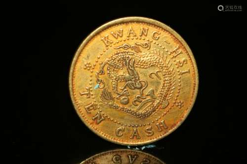 A CHINESE GILT COIN, QING DYNASTY