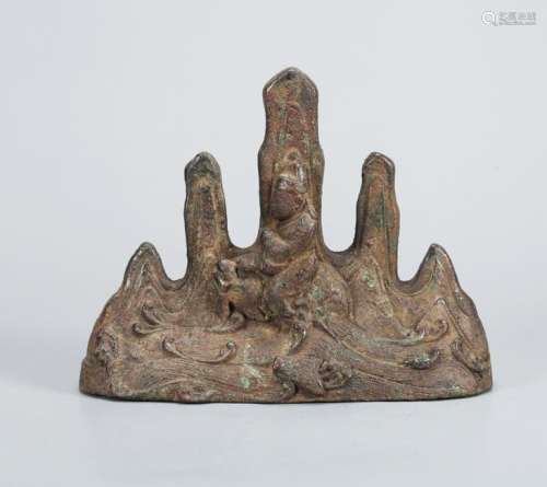 A CHINESE BRONZE BRUSH HOLDER,  QING DYNASTY