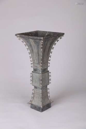 A CHINESE BRONZE GU-FORM VASE,  QING DYNASTY