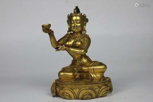 A CHINESE GILT BRONZE FIGURE OF BUDDHA, QING DYNASTY