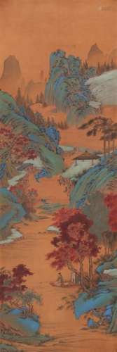 A CHINESE PAINTING, AFTER QIU YING , INK AND COLOR ON