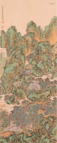 A CHINESE PAINTING,  JIN CHENG, INK AND COLOR ON SILK,