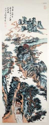 A CHINESE PAINTING, AFTER LU YAN SHAO, INK AND COLOR ON