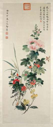 A CHINESE PAINTING, AFTER PUYI, INK AND COLOR ON PAPER,