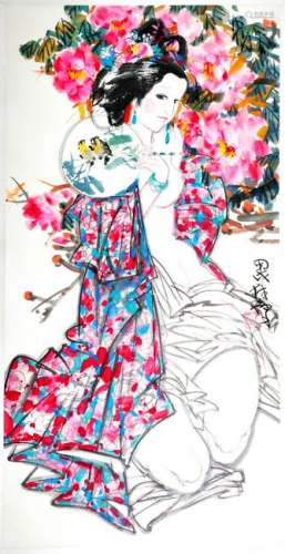 A CHINESE PAINTING, AFTER LIN YONG, INK AND COLOR ON