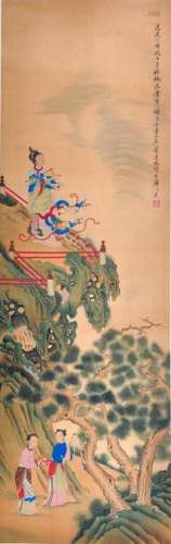 A CHINESE PAINTING, GAI QI, INK AND COLOR ON SILK,