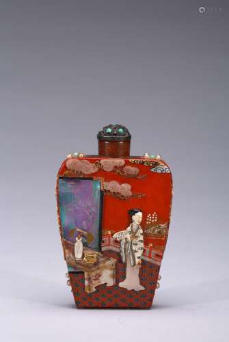 A SUPERB EMBELLISHED 'BEAUTY AND SHOU' SNUFF BOTTLE