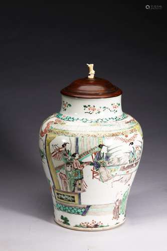 A WUCAI 'LADIES AND CHILDREN' JAR