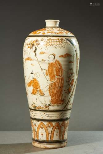 A CIZHOU PAINTED MEIPING VASE