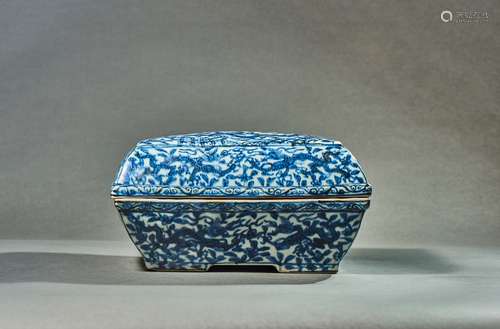 A BLUE AND WHITE 'DRAGON' BOX AND COVER