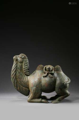 A CHINESE BRONZE CAST MODEL OF CAMEL