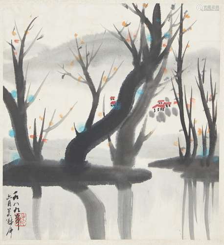 WU GUANZHONG: INK ON PAPER 'LANDSCAPE' PAINTING