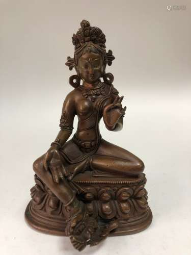 A Pala Revival Style Copper Alloy Figurine of Green Tara