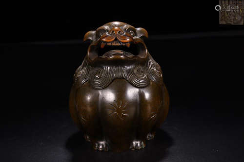 BRONZE BEAST CARVING CENSER