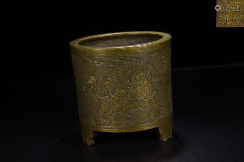 BRONZE CENSER WITH 'QINGWANYUTANG' MARK