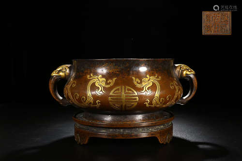 BRONZE DRAGON-EAR CENSER