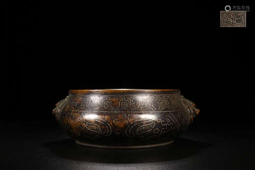 BRONZE LION-EAR CENSER