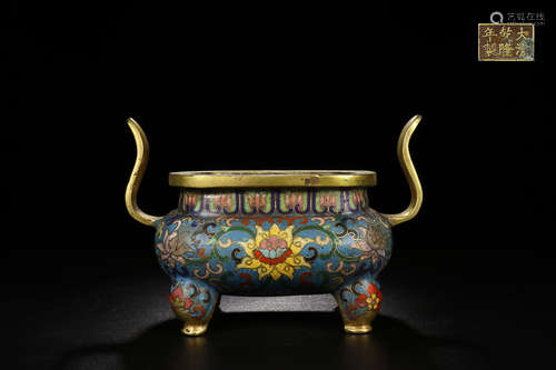 A CLOISONNE HAT-EAR CENSER