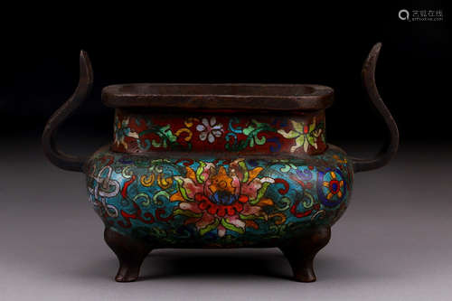 CLOISONNE FLOWER PATTERN CENSER