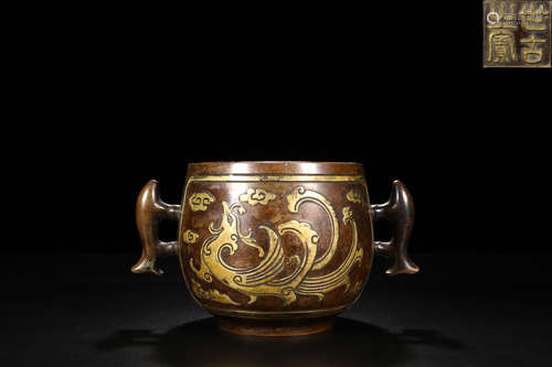 GILT BRONZE FISH-EAR CENSER