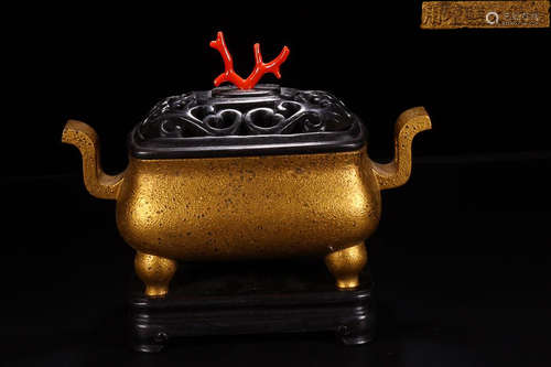 GILT BRONZE SQUARE CENSER