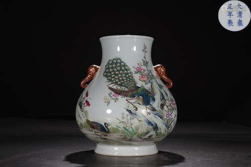 YONGZHENG MARK FAMILLE ROSE ZUN VASE