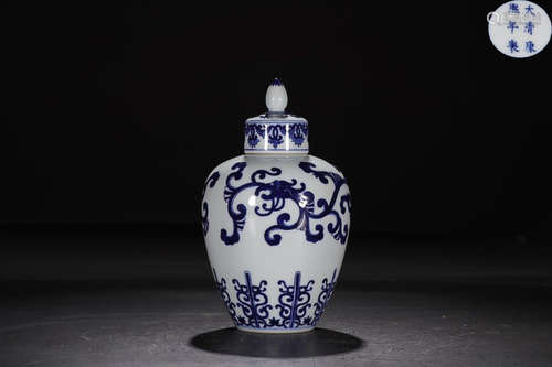 KANGXI MARK BLUE WHITE CAPPING VESSEL