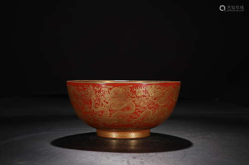 QIANLONG MARK IRON-RED BIG BOWL