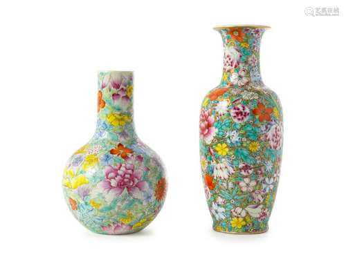 Two Chinese Famille Rose ÂÂMillefleurÂÂ Porcelain