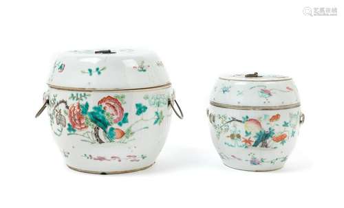 Two Chinese Famille Rose Porcelain Covered Jars Taller: