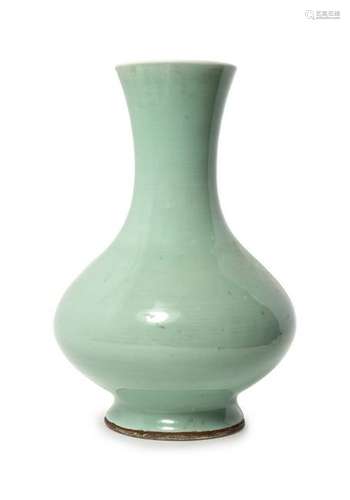 A Chinese Celadon Glazed Porcelain Vase Height 13 in.,