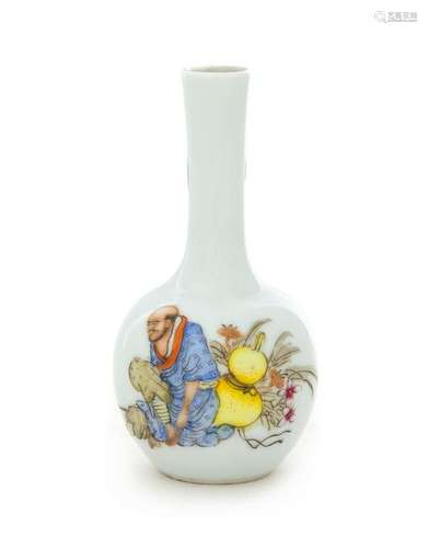 A Chinese Famille Rose Porcelain Bottle Vase Height 4