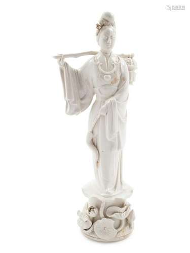 A Chinese Blanc-de-Chine Porcelain Figure Height: 13