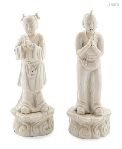 A Pair of Chinese Blanc-de-Chine Porcelain Figures