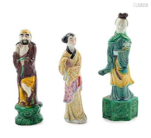 Three Chinese Porcelain Figures Tallest: height 9 1/2